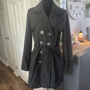 Black Double-Breasted Women's Trench Coat